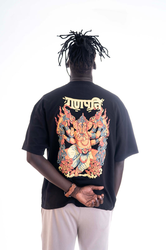 The Protector – Ganpathi Oversized Tee (Black) | Sacred Theory