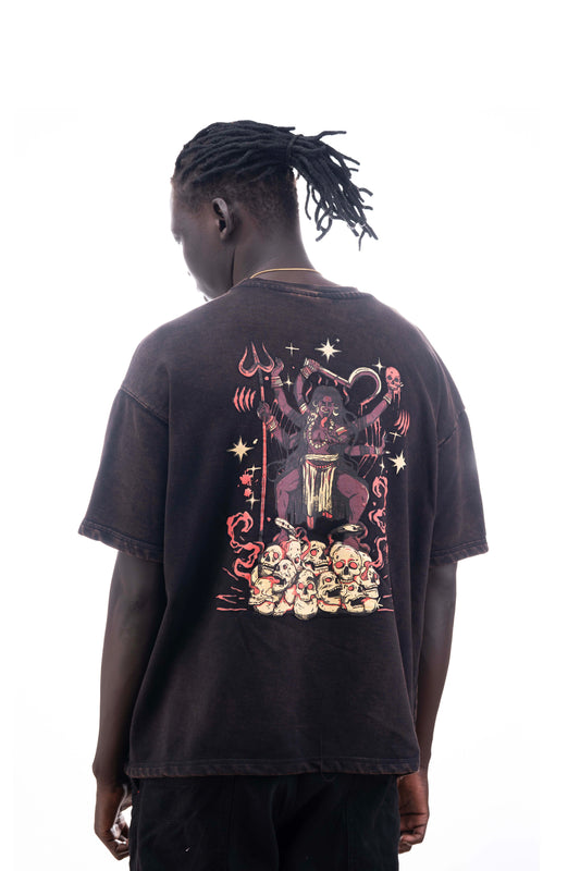 The Destroyer – Kali Oversized Tee (Black, Acid Wash) | Sacred Theory