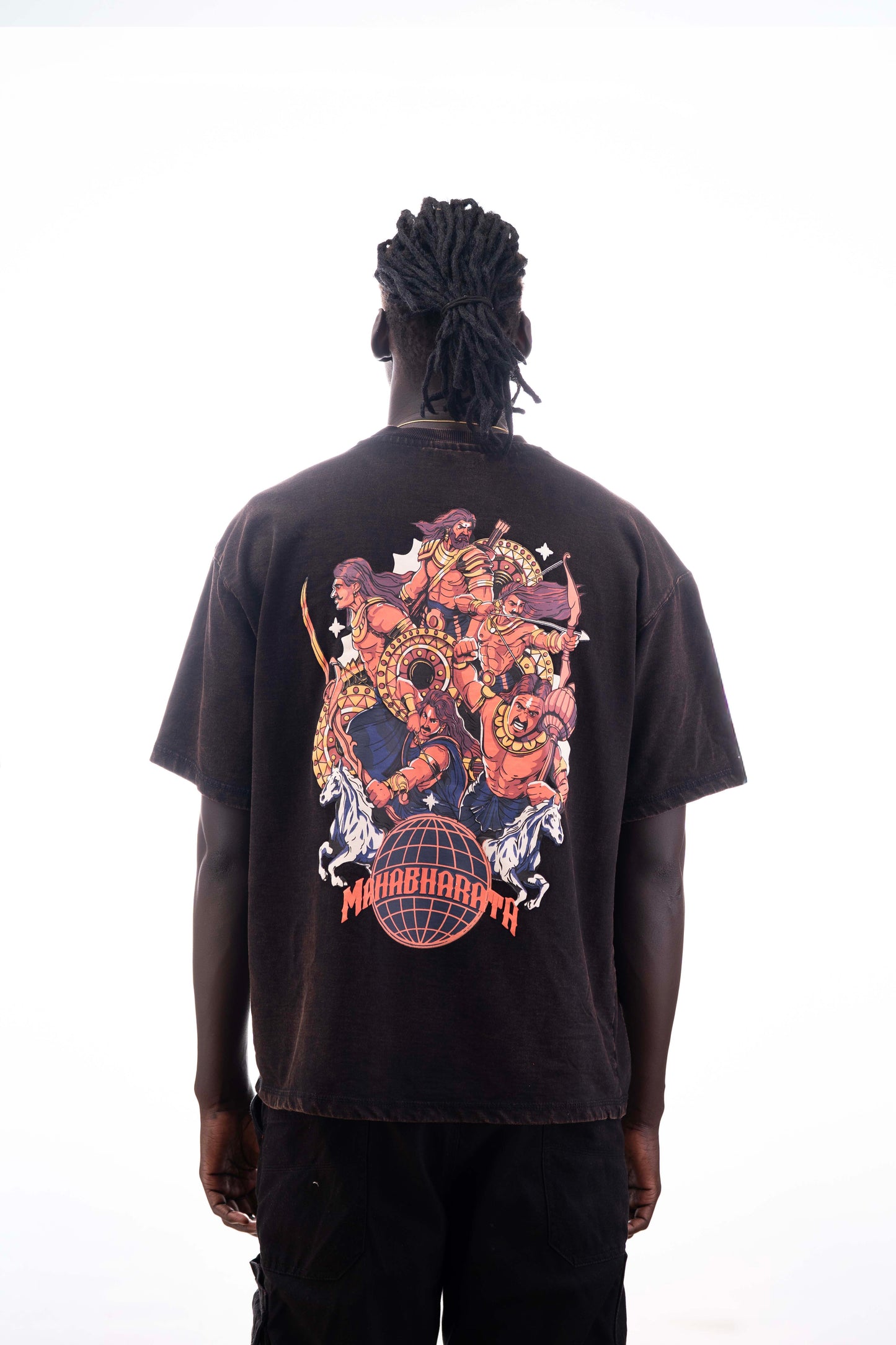 Mahabharata Warriors Oversized Acid Wash T-Shirt | Sacred Theory